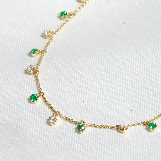 mori - 14K Yellow Gold Emerald And Diamond Bracelet