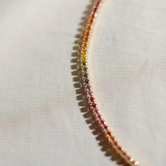 Load image into Gallery viewer, mori - 14K Rose Gold Rainbow Sapphire Bracelet
