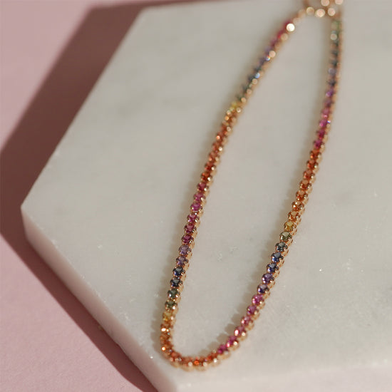 mori - 14K Rose Gold Rainbow Sapphire Bracelet