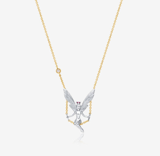 THIALH - DATURA • ASTRA - 18K White and Yellow Gold Pink Sapphire and Diamond Necklace