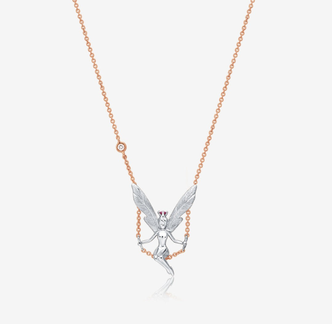 THIALH - DATURA • ASTRA - 18K White and Rose Gold Pink Sapphire and Diamond Necklace