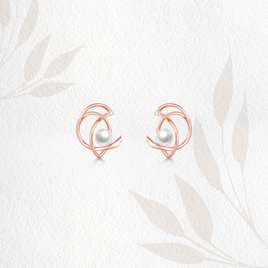 Load image into Gallery viewer, THIALH - ROBIN - Pearl 18K Rose Gold Stud Earrings
