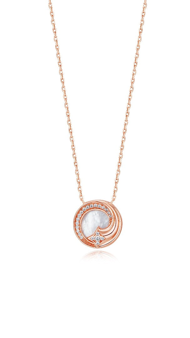 Load image into Gallery viewer, Galaxy - Pink Gold Staring Necklace
