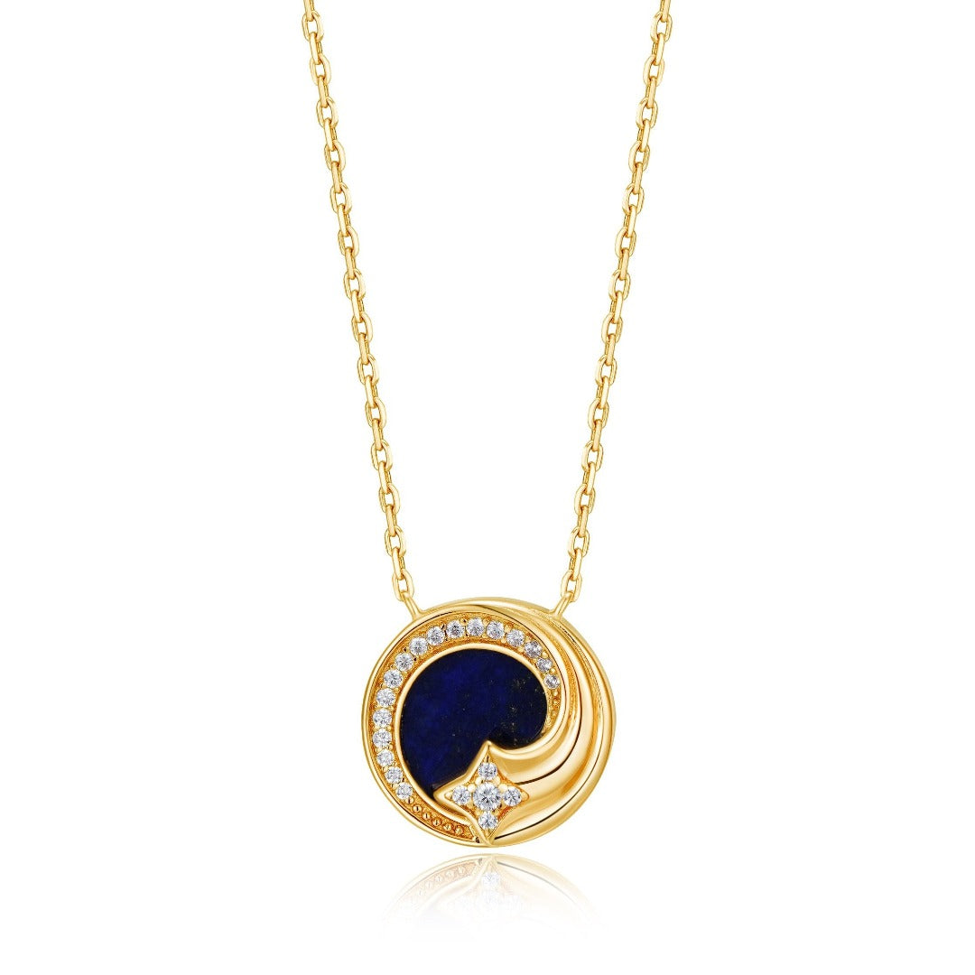 THIALH - Galaxy - Dark Blue Star Gold plated Lapis lazuli Necklace