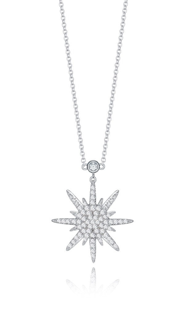 THIALH - Galaxy - White Silver Big Starring Necklace