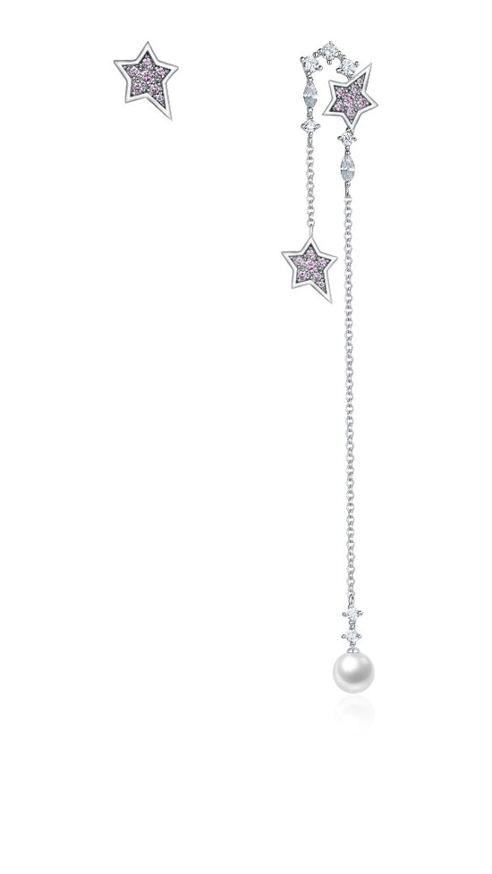 Galaxy - White Gold Statement Star Earrings