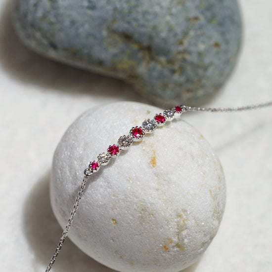 For Her Jewellery - 18K White Gold Ruby and Diamond Necklace