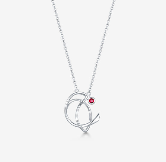 THIALH - ROBIN - Ruby set in 18K white gold Necklace