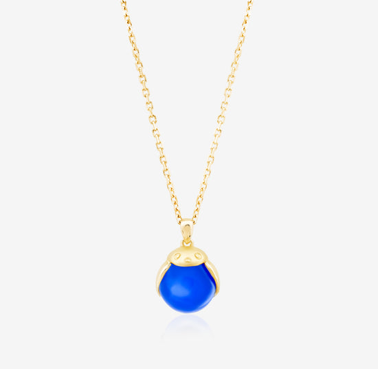 THIALH - ROBIN - Blue Chalcedony in 18K Yellow Gold Necklace