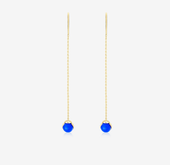 ROBIN - Blue Chalcedony set in 18K yellow gold Earrings