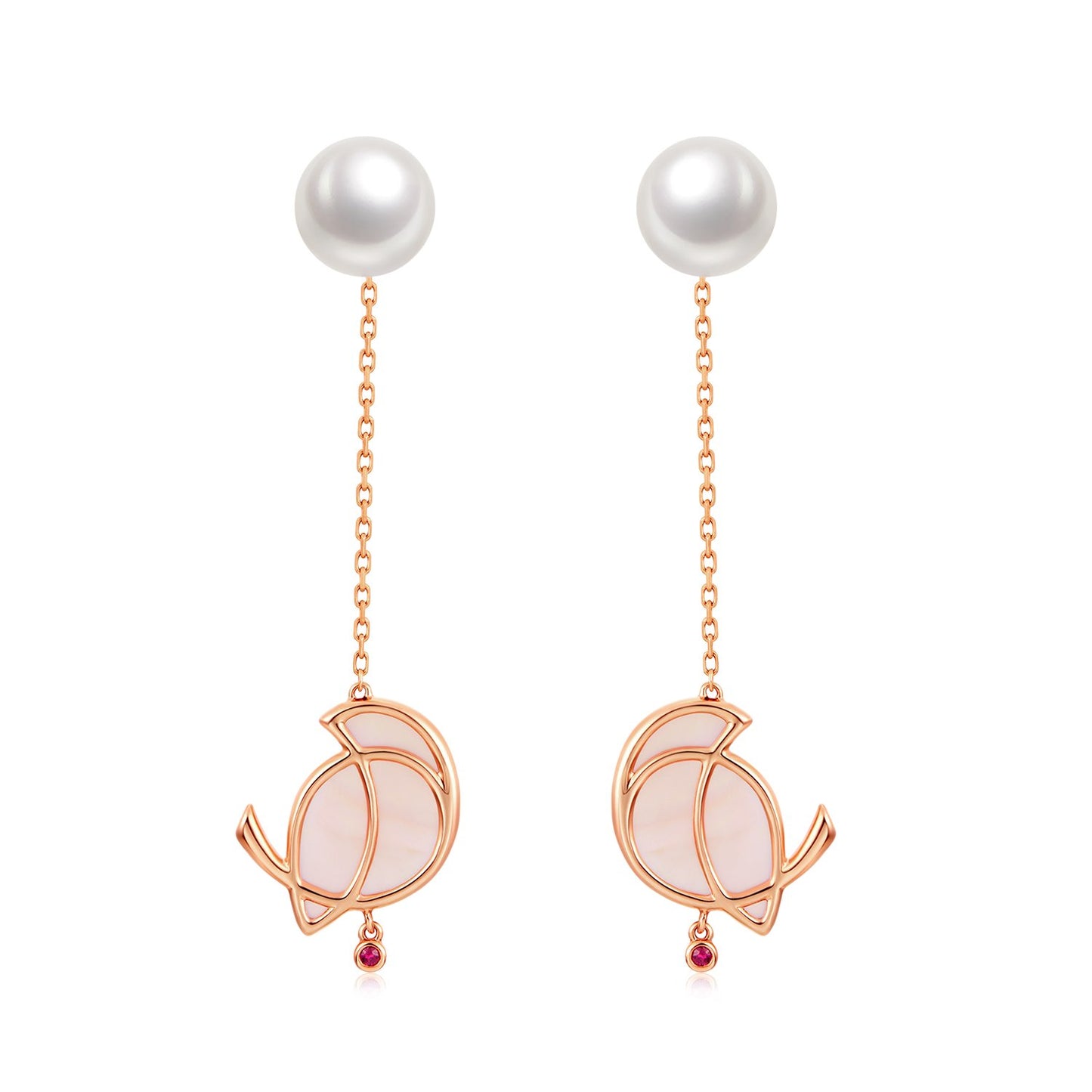 THIALH - ROBIN - Mother-of-Pearl Ruby and Pearl Duality Earrings