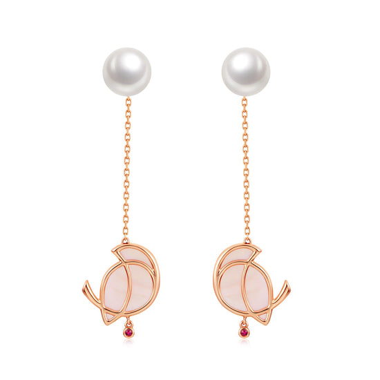 ROBIN - Mother-of-Pearl Ruby and Pearl Duality Earrings
