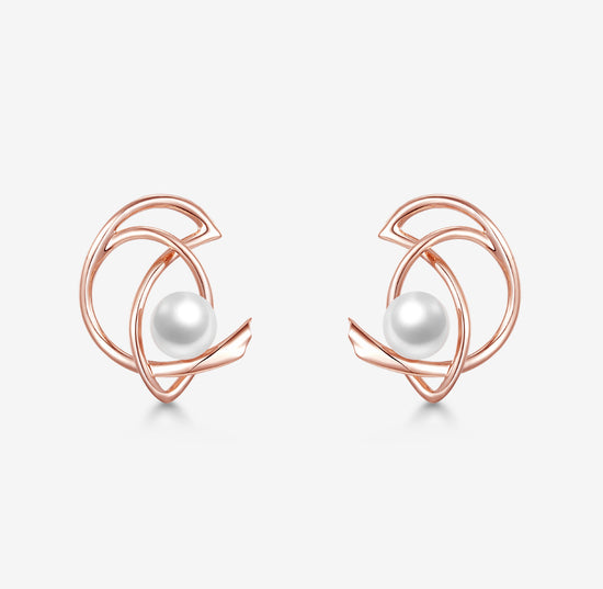 THIALH - ROBIN - Pearl 18K Rose Gold Stud Earrings