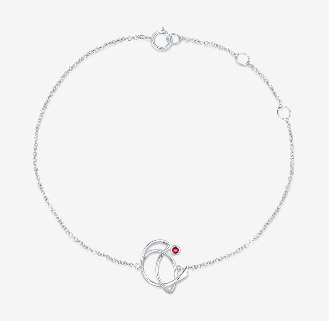Load image into Gallery viewer, ROBIN - Ruby in 18K White Gold Bracelet
