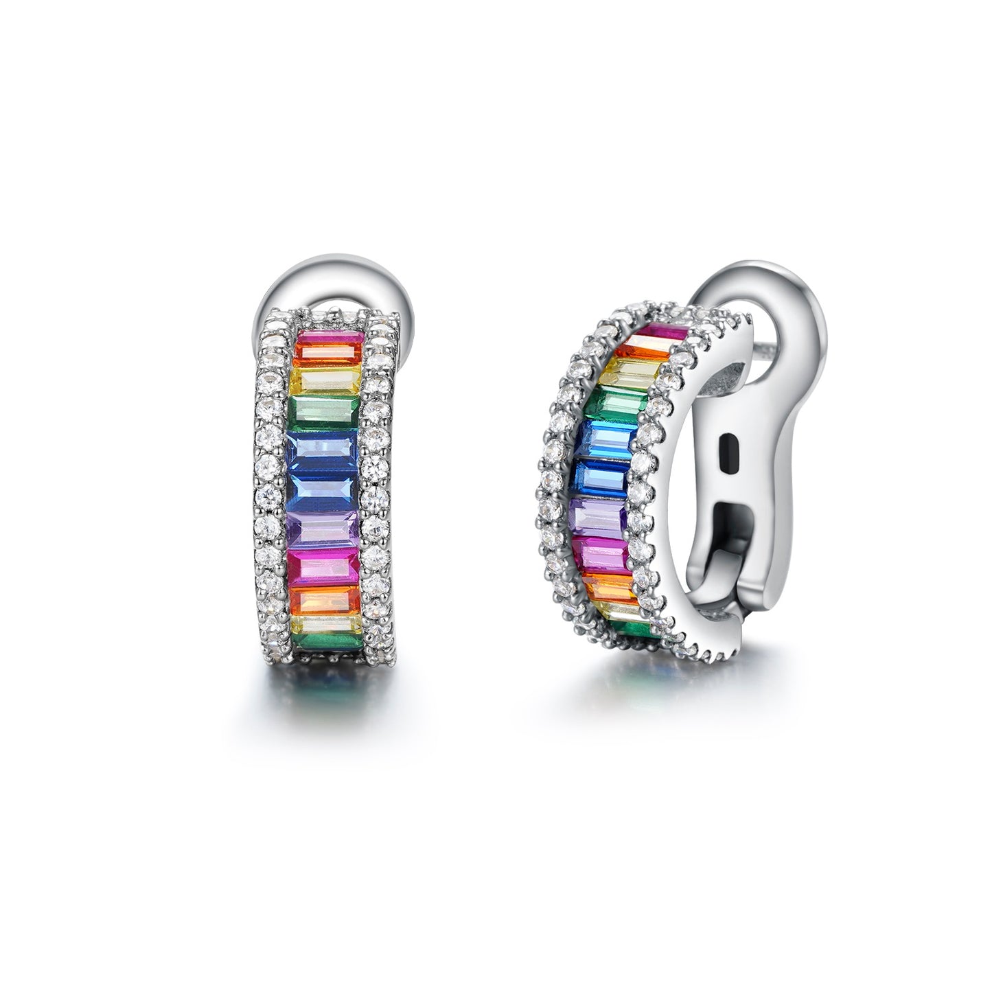 Rainbow - White Cubic Zirconia Earrings