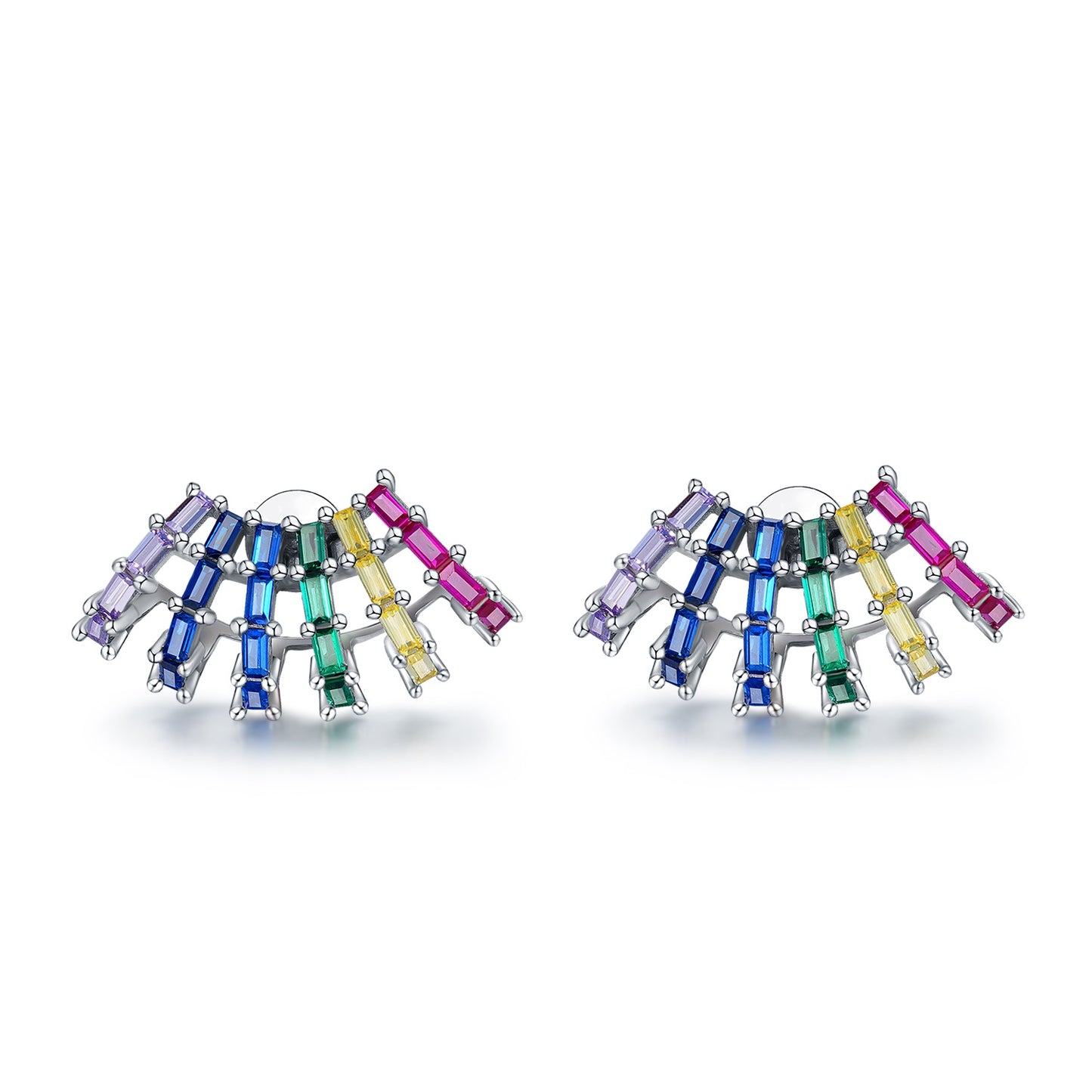 Rainbow - White Sterling Silver Earrings