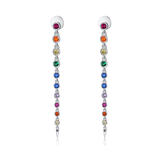 Rainbow - White Sterling Silver Earrings