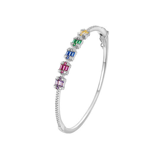 Rainbow - White Sterling Silver Bangle