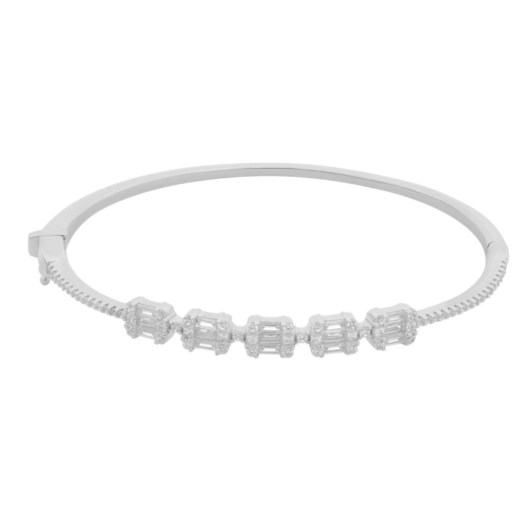 Load image into Gallery viewer, THIALH - Classic - Square Crystal 18K White Gold plated Bangle
