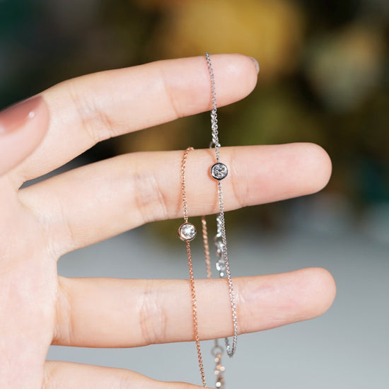 For Her Jewellery - 18K白金單粒鑽石手鍊