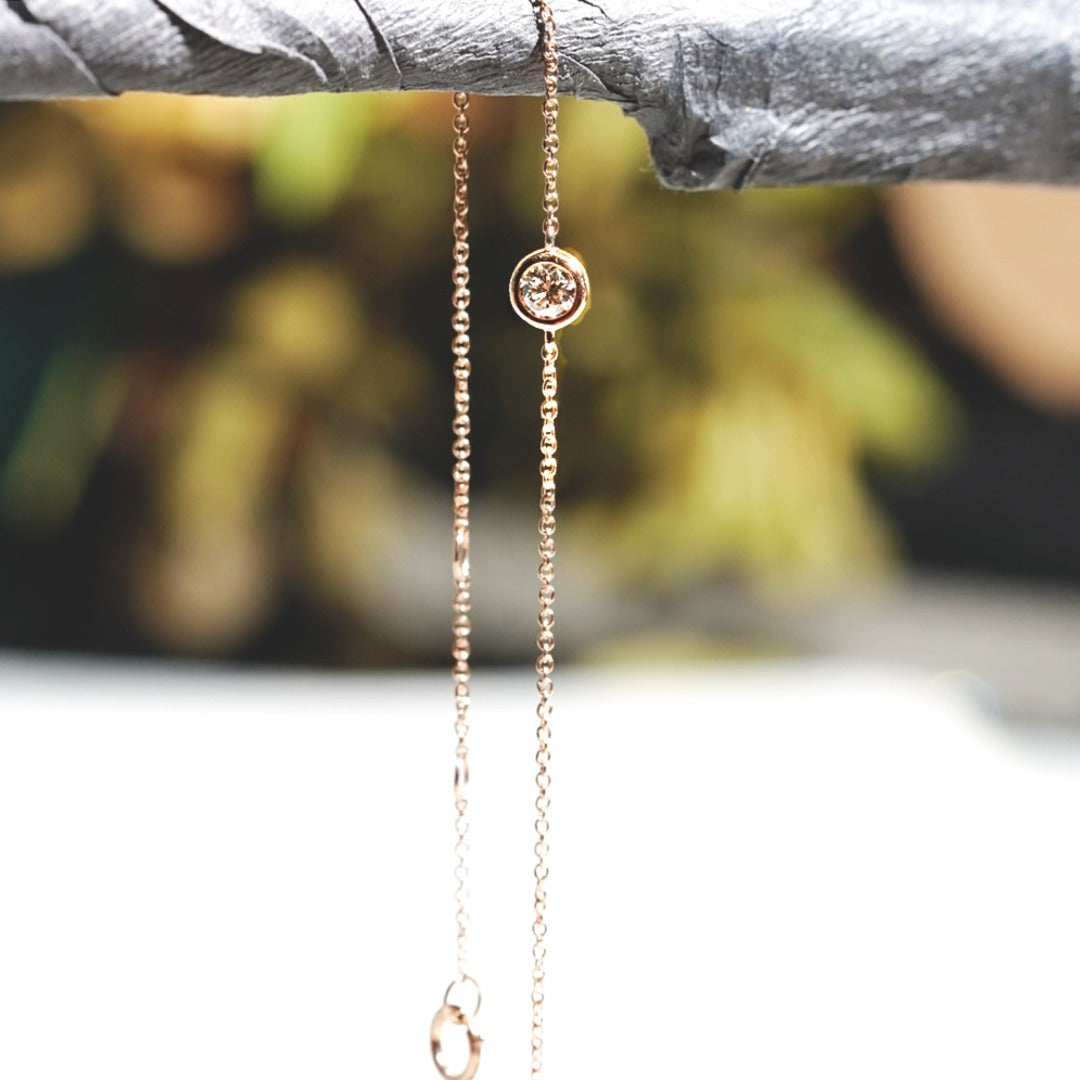 For Her Jewellery - 18K Rose Gold Single Diamond Bracelet