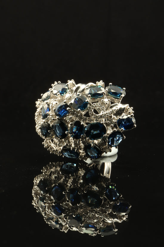 18K白金寶石戒指(藍寶石)