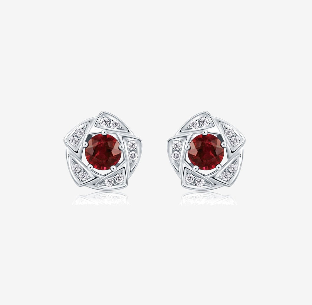 THIALH - DATURA • BLOSSOM - Diamond and Garnet Duality Earrings