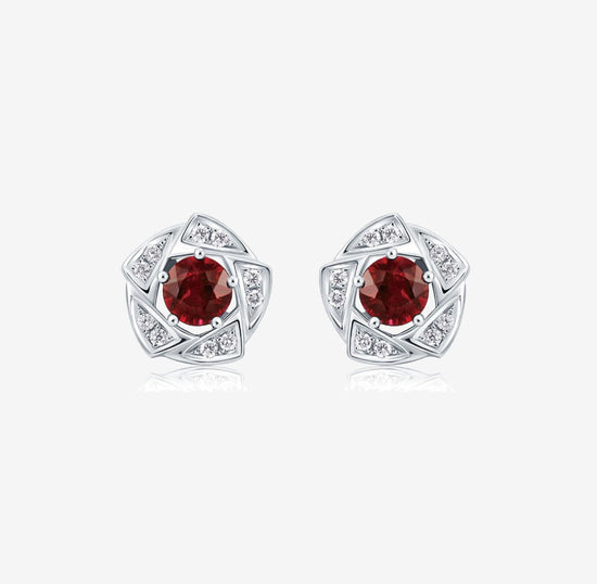 THIALH - 曼陀羅花 ‧ 花密系列 - 鑽石和紅榴石雙重耳環