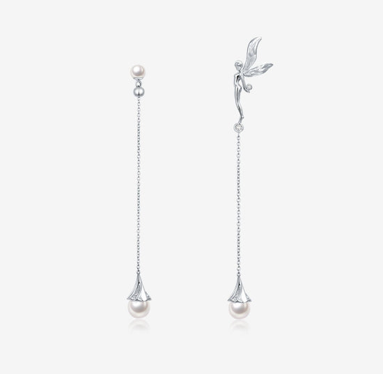 DATURA • ASTRA - 18K White Gold Diamond and Akoya Pearl Earrings