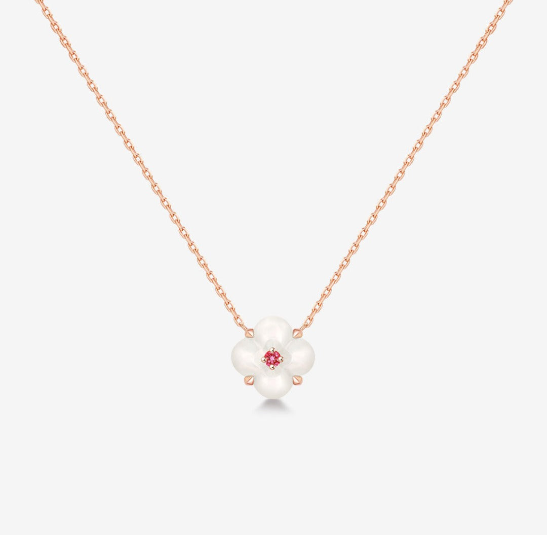 THIALH - 許願池系列 - 珍珠貝母紅色尖晶石項鍊
