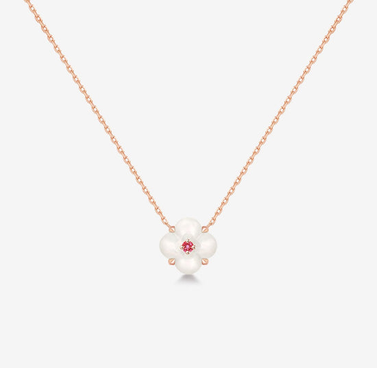 Fontana di Trevi - Mini Mother-of-pearl and red spinel Necklace