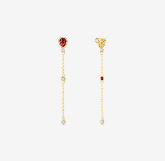 THIALH - CONCERTO -  Ruby and Diamond Earrings in 18K Yellow Gold