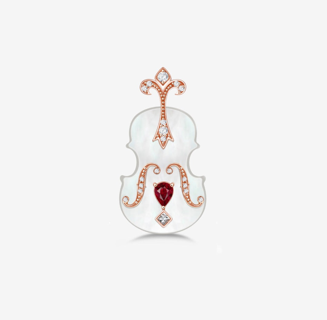 THIALH - CONCERTO - 18K Rose Gold Ruby Brooch & Pendant (double wear)