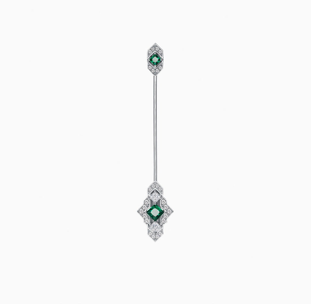 城堡系列 - 綠色胸針和耳環（雙用）