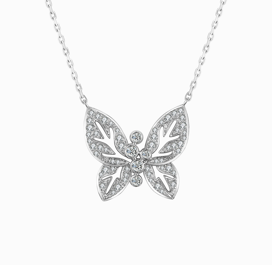 THIALH - 花園系列 - 18K白金蝴蝶鑽石項鍊