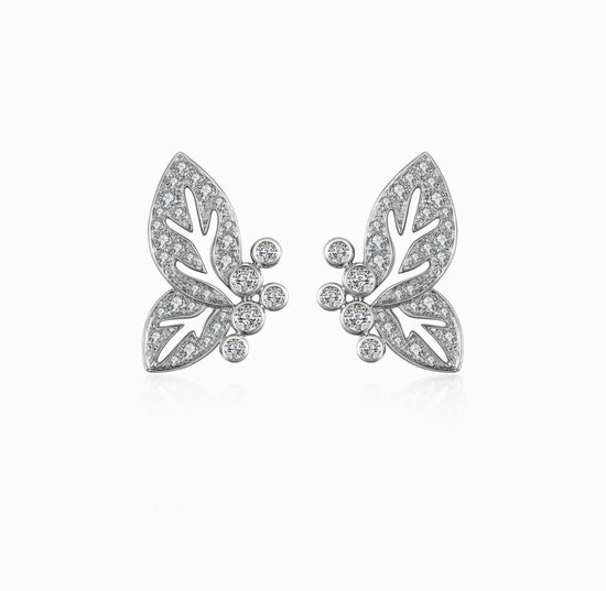 THIALH - 花園系列 - 18K白金蝴蝶鑽石耳釘