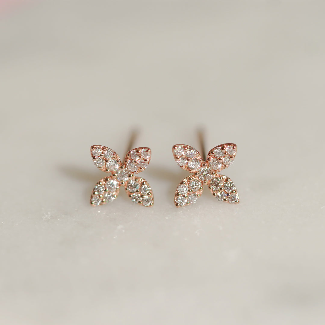mori - 14K Rose Gold Diamond Earrings