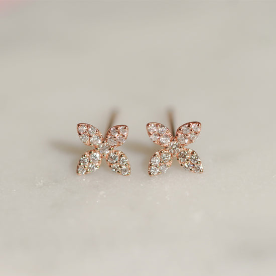 mori - 14K Rose Gold Diamond Earrings