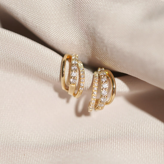 Load image into Gallery viewer, mori - 14K Gold Diamond Earrings
