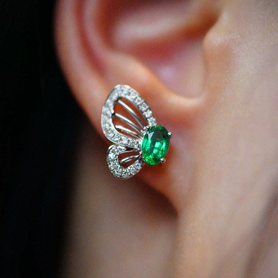 THIALH - Emerald And Diamond Earrings (Accept Pre-order)