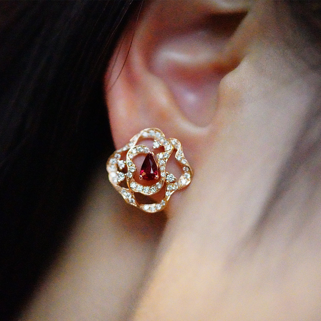Ruby And Diamond Earrings (Accept Pre-order)