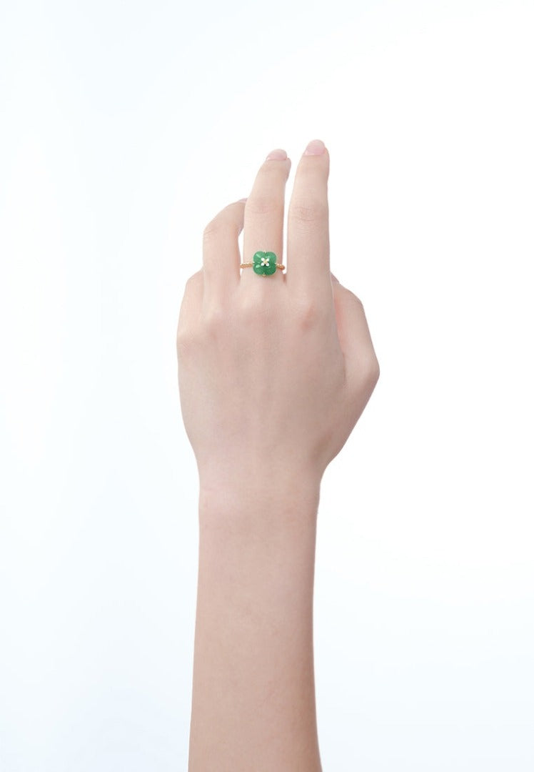 THIALH - 許願池系列 - 綠玉髓鑽石戒指
