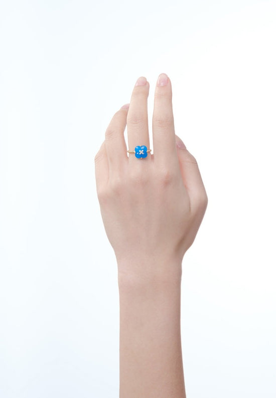 THIALH - Fontana di Trevi - Blue Chalcedony and Diamond Ring