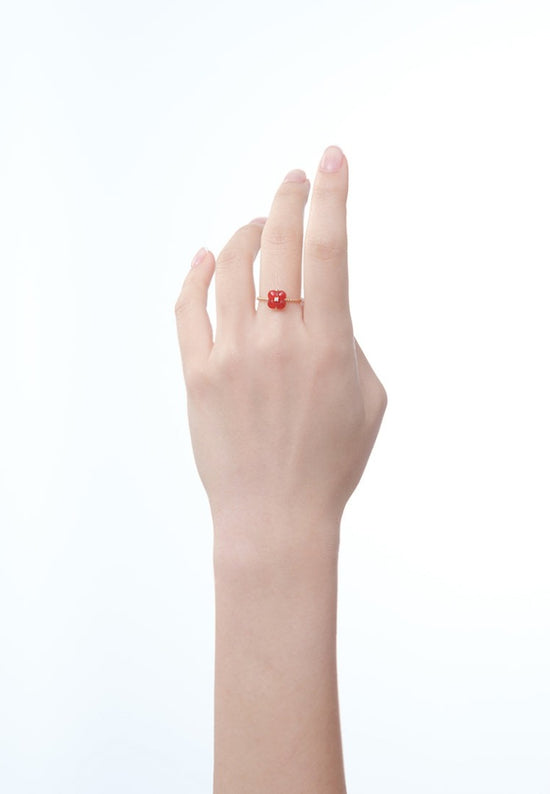 THIALH - 許願池系列 - 迷你紅玉髓鑽石戒指