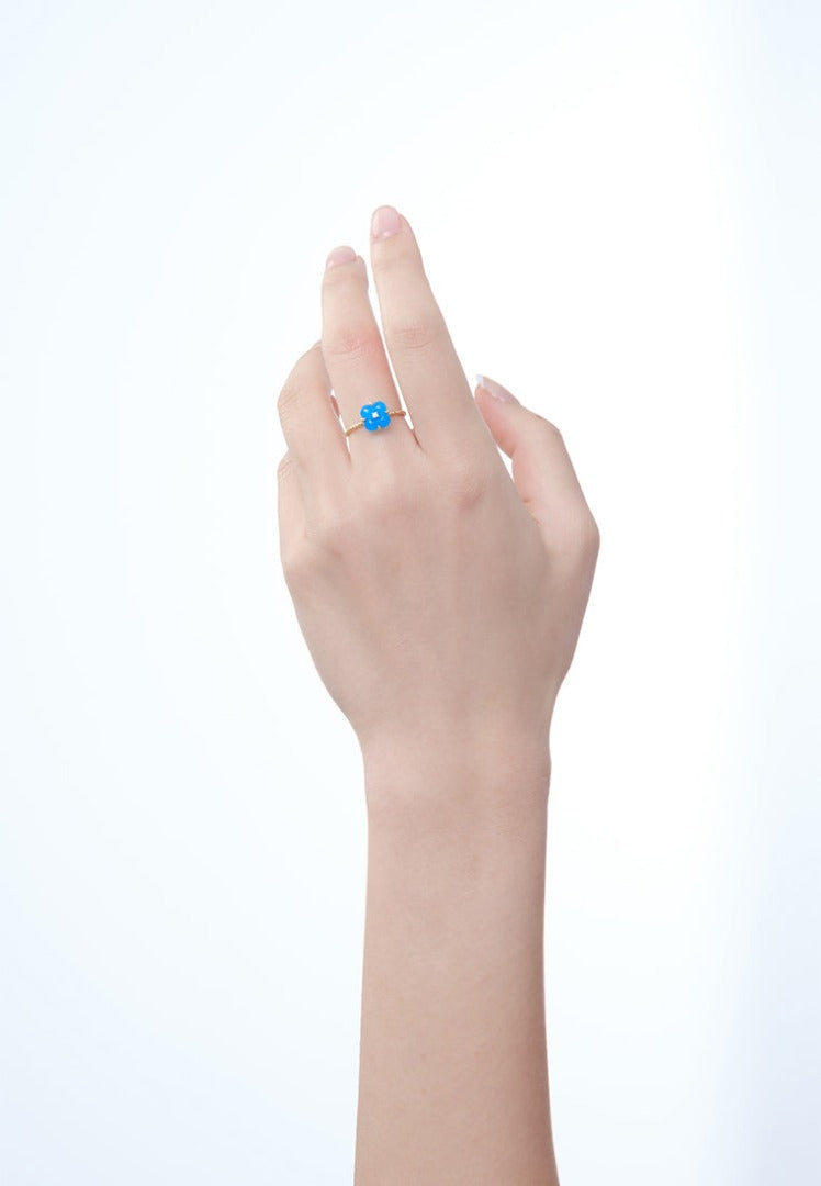 THIALH - 許願池系列 - 迷你藍玉髓鑽石戒指