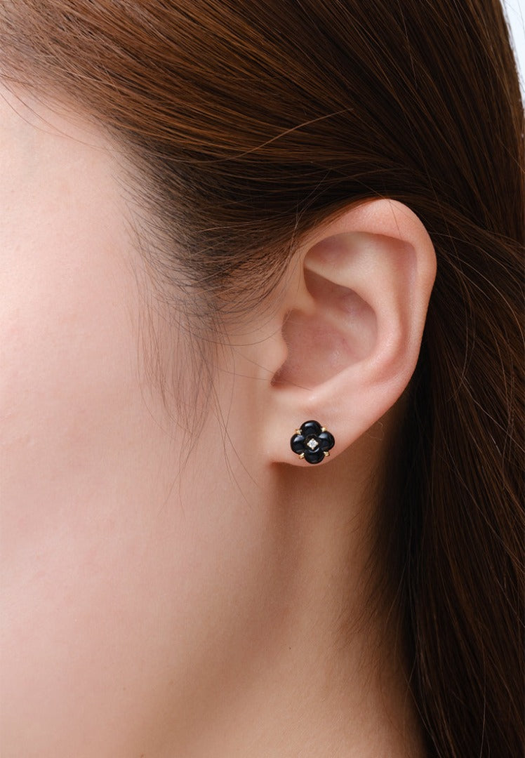 Fontana di Trevi - Mini Onyx and Diamond Earrings