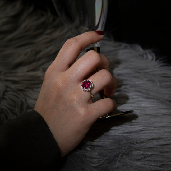 Load image into Gallery viewer, 18K White Gold Ruby Diamond Ring
