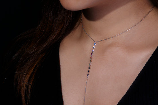 Load image into Gallery viewer, THIALH - Rainbow - White Cubic Zirconia Necklace
