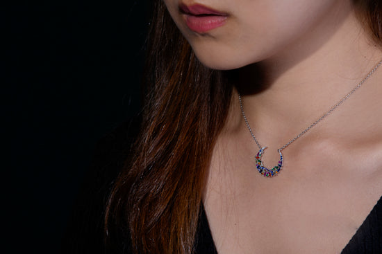 Rainbow - White Sterling Silver Necklace