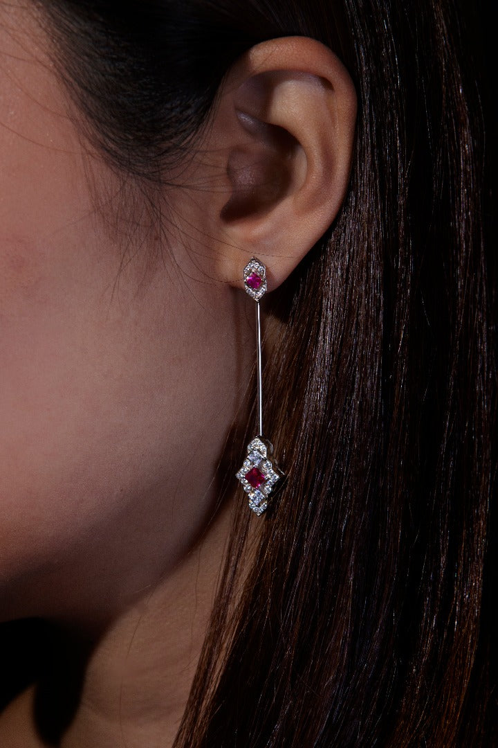 THIALH - Castle - Castle Night Two-Wear Pink Brooch Earrings